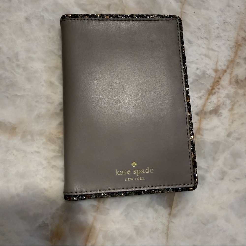 Kate Spade Taupe and Glitter Passport Cover